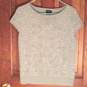 Gray Cotton Blend Crew Neck Sweater